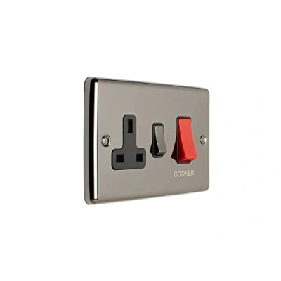 Image of EUROLITE Enhance Black Nickel 45AMP Cooker Switch &amp; 13 AMP Socket EN45ASWAS BNB
