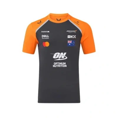 Image of Castore McLaren F1 Men&#039;s 2025 Oscar Piastri Team Set Up T Shirt (UK, Alpha, XL, Regular, Phantom/Autumn Glory)