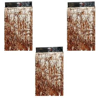 Image of Pack of 3 Christmas 1.2M Lametta Strands Angel Hair Xmas Tree Decoration hanging Décor (Rose Gold Strands)