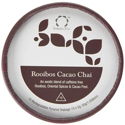 Image of Solaris Tea Organic Rooibos Cacao Chai 100% Whole Leaf Certified Vegan 15 x 2g Biodegradable Pyramid Teabags, (1 30 g)