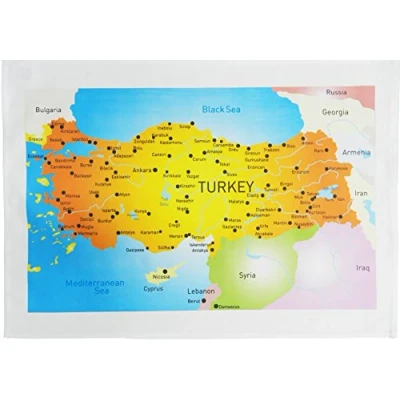 Image of Half a Donkey Map of Turkey Large Cotton Tea Towel