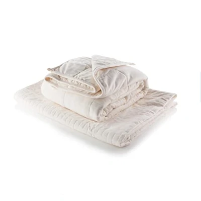 Image of Minky Luxury Weighted Double Blanket for Adults. Heavy Thick with Removable and Washable Cover, Soft Throw Stress Sleep, Quilt Design, Quality Glass Beads, 5kg, 137cm x 190cm (Cream)