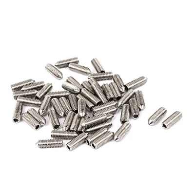 Image of sourcingmap M4 x 12mm 304 Stainless Steel Cone Point Hex Socket Grub Screw 50 Pcs