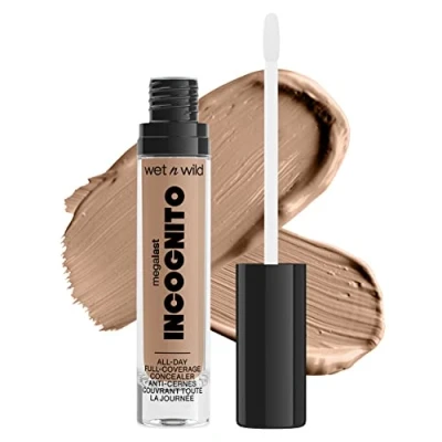 Image of wet n wild, Megalast Incognito Full Coverage Concealer, Seamless and Richly Pigmented, Buidable Medium to Coverage, Matte Finish, Nourishing Hydrating Formula, with Shea Butter, Light Honey