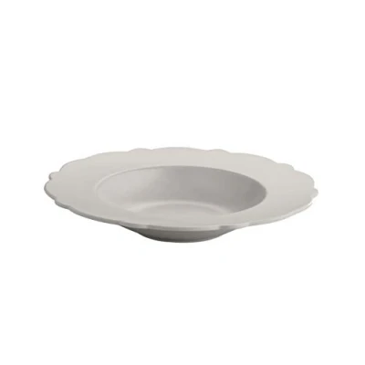 Image of Alessi Dressed en Plein Air MW72 / 2 LG Design soup plate with Relief Decoration, Melamine, Light Gray