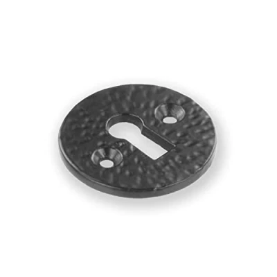 Image of Antique Black Cast Iron Escutcheon Plates Keyhole Cover Key Hole Door Lock Accessories (Round Escutcheon)