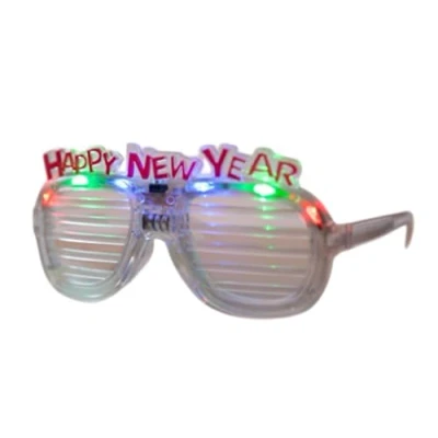 Image of LED PARTY GLASSES. BLINKING, FLASHING, FUNNY GLASSES, LIGHTS, OUTFIT, COSTUME ACCESSORIES (HAPPY NEW YEAR)