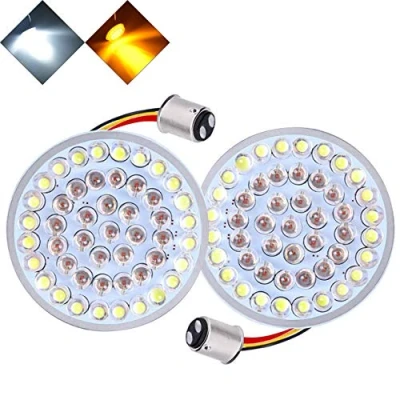 Image of NATGIC 2&quot; 1 Pair 1157 Har ley LED Turn Signal Light Front Rear Running Indicator Compatible for Da vi dson Sporster Tou ring Road King Electra Street Glide Dyna (White + Yellow)