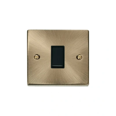 Image of Click Deco 1 Gang Intermediate 10AX Switch Antique Brass Black Inserts