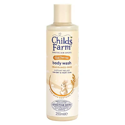 Image of Childs Farm OatDerma Body Wash, Fragrance Free, Soothing Face Bath Shower Gel, Sensitive Skin Soap, Baby Kids, 250ml