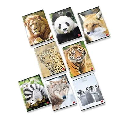 Image of Pigna 10x A4 4M Softcover Animal Notebooks, 4mm Squares, 10 Pieces