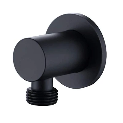Image of Teams Matt Black Round Shower Outlet Elbow 1/2&quot; Minimalistic