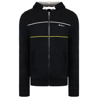 Image of Ben Sherman Long Sleeve Zip Up Black Mens Hooded Track Jacket 0065216