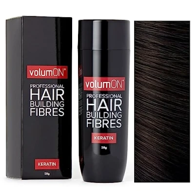 Image of Volumon Professional Hair Building Fibres Loss Concealer KERATIN DARK BROWN 28g Get Upto 30 Uses