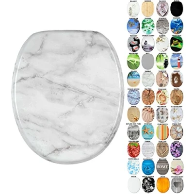 Image of Sanilo Soft Close Toilet Seat, Wide Choice of New Seats, Stable Hinges, Easy to Mount (Marble)