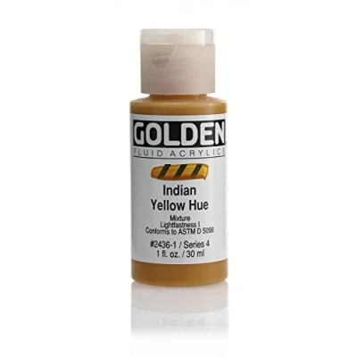 Image of Pro Art Golden Fluid Acrylic Paint 1 oz Historical Indian Yellow Hue