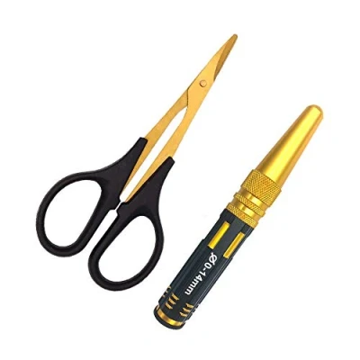Image of Body Reamer 0 14mm Hole Puncher w/Sleeve &amp; Curved Scissors Set for RC Car Bodyshell Hobby Tools
