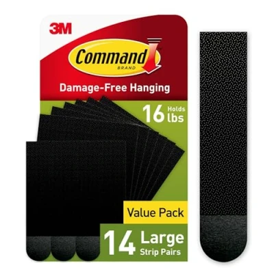 Image of Command PH206BLK 14NA Picture Hanging Strips Heavy Duty, Large, Black, Holds 16 lbs, 14 Pairs