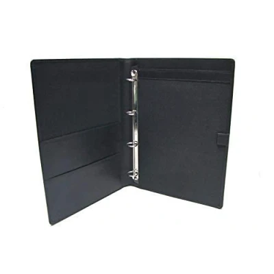 Image of Guest Information Black Leather Folder Display Ring Binder That can be Personalised (Add Logo)