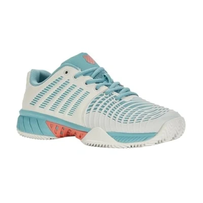 Image of K Swiss Women&#039;s Express Light 3 Hb Tennis Shoe, Blanc De Nile Blue Desert Flower, 7.5 UK