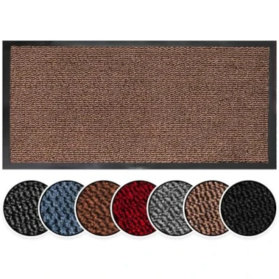 Image of BLADO Washable Door Mats Indoor &amp; Outdoor Non Slippery Heavy Duty Doormats Stylish Large Rubber Mat Perfect Dust Grabbing (Brown, 60cm x 160cm)