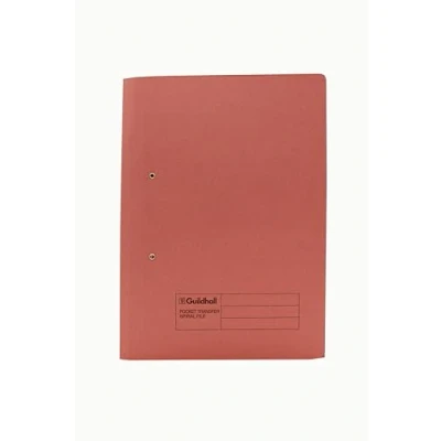 Image of Exacompta Ref 211/9064Z Guildhall Pocket Spiral File, 325 x 357mm, 315gsm Heavyweight Manilla, A4 &amp; Foolscap, Right Hand Pocket, Blue Angel Certified Pink, Pack of 25