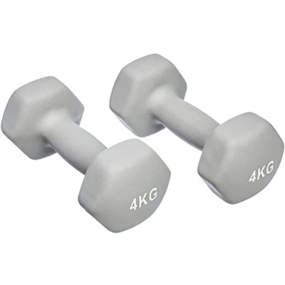 Image of Amazon Basics Neoprene Dumbbell Pair, 8 kg, 4 kg (Set of 2), Grey
