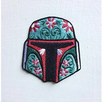 Image of Boba Fett Helmet Star Wars Badge Iron or sew on Embroidered Patch