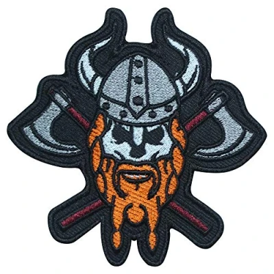 Image of Viking Head Iron On Patch Sew Embroidered Patch/Badge for Clothes Shirts Jeans etc
