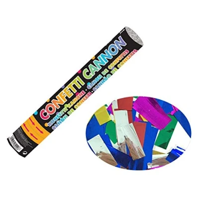 Image of Amscan 9902989 Colourful Rainbow Confetti Compressed Air Party Cannon 30cm