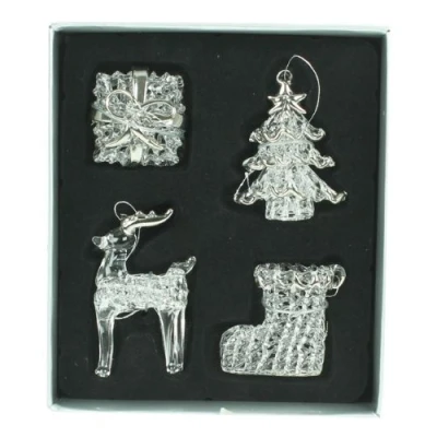 Image of Set of 4 Glass Christmas Tree Decorations (3 5cm)