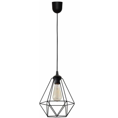 Image of Helam Karo Wire Frame Pendant Ceiling Light Black 24cm W Km 1311/1 Bk+Scw P