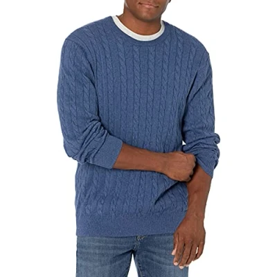 Image of Amazon Essentials Men&#039;s Crewneck Cable Cotton Jumper, Blue Heather, XXL