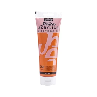 Image of Pébéo 169353 Studio Acrylics Fine Acrylic Paint Iridescent Orange Yellow, 250 ml
