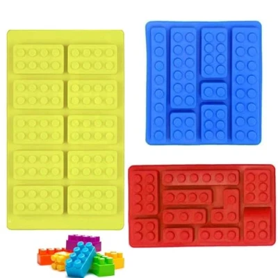 Image of RUUKON Building Blocks Silicone Chocolate Mould, Ice Cube Trays, Candy Mould for Cake Cupcake Decorations, Non Stick Fondant Icing Molds
