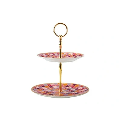 Image of Maxwell &amp; Williams Teas C’s Kasbah Cake Stand in Gift Box, Porcelain, Rose, 2 Tiers
