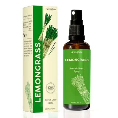 Image of Lemongrass Room Linen &amp; Pillow Spray by Aromafume 100ml/3.38 fl oz with Pure Essential Oil Aromatherapy for Relaxation, Sleep Stress Relief Mist Bedding, Fabrics