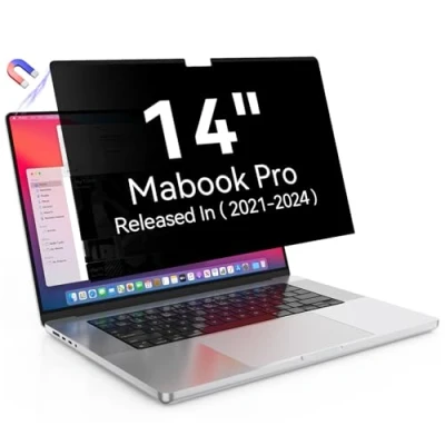 Image of Magnetic Privacy Screen Protector Compatible with MacBook Pro 14 Inch (2021 2023, M1, M2, M3), Removable Anti Spy Blue Light Glare Laptop Filter for Mac 14in (A2442/A2779/A2918/A2992)