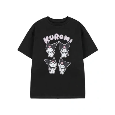 Image of Hello Kitty &amp; Friends Kuromi Girls Black T Shirt Short Sleeve Graphic Tee for Kids Sanrio Characters Top Cute Anime Apparel