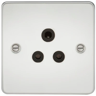 Image of KnightsBridge Flat Plate 5A unswitched socket polished chrome with black insert