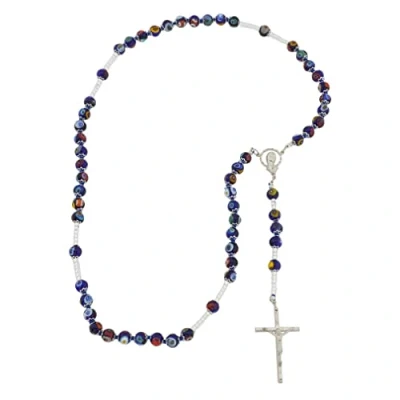 Image of GlassOfVenice Murano Glass Millefiori Italian Rosary Blue