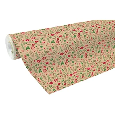 Image of Clairefontaine Ref 211725C Recycled Kraft Long Roll Wrapping Paper (Single Roll) 70cm Width x 50m Length, 70gsm Christmas Design