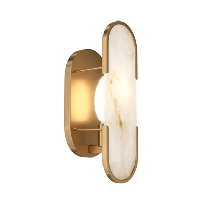 Image of Maytoni Marmo wall light, gold, metal/stone, height 30.5 cm