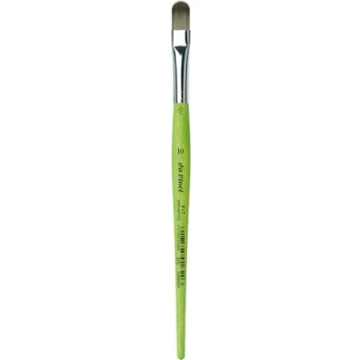 Image of Da Vinci 375 Series Filbert Shape Brush, 10, Synthetic Fiber, Green, 19.5 x 0.95 30 cm