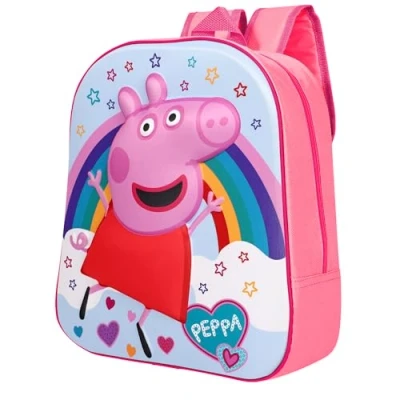 Image of Peppa Pig Backpack Kids 3D Cover Rucksack Girls Back To School Bag Adjustable Shoulder Straps Premium Travel Backpacks