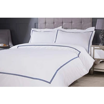Image of Emma Barclay Mayfair Embroidered Duvet Set with Oxford Pillowcase in Navy King Bed