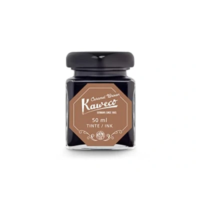Image of Kaweco Ink Glass 50 ml Caramel Brown I Premium for Fountain Pen in Bottle with Quality Seal Vegan Cruelty Free Water Soluble Calligraphy Lettering Writing