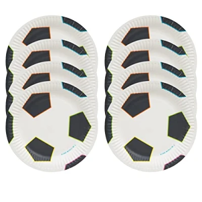 Image of Talking Tables World Cup Football Plates Pack of 12 Recyclable and Disposable Kids Party Tableware for Birthday, FIFA Cup, England, Euro, Soccer, FOOTBALLPLATES (CHAMP V2 PLATE SML)