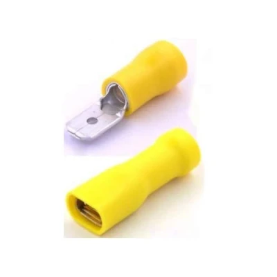 Image of 100x Yellow Spade Connector Insulated Crimp Terminals for Electrical Wiring FREE FIRST CLASS UK POSTAGE!