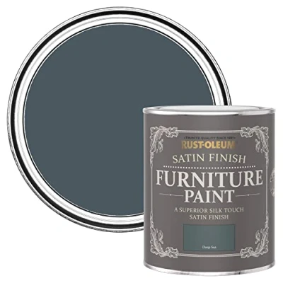 Image of Rust Oleum Green Furniture Paint in Satin Finish Deep Sea 750ml